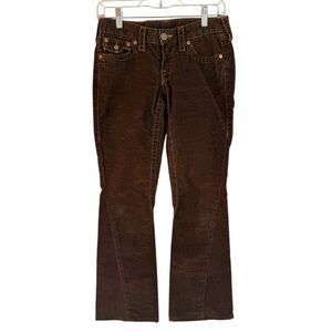 True Religion Joey Big T Brown Corduroy Flare Pants Y2K Low Rise 26